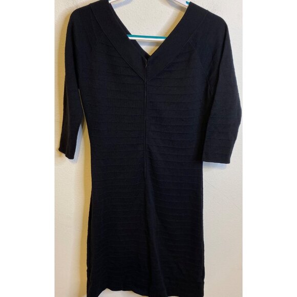 Vintage CADILLAC Italy Virgin Wool Bandage Vneck Sweater Dress MEDIUM 3/4 Sleeve - Picture 2 of 3